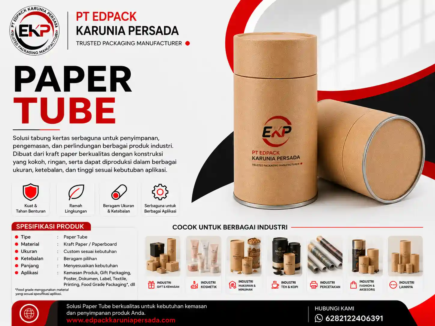 Paper Tube - Tabung - Tube Kertas 2 Paper Tube Tabung dan Selongsong Kertas EdPack