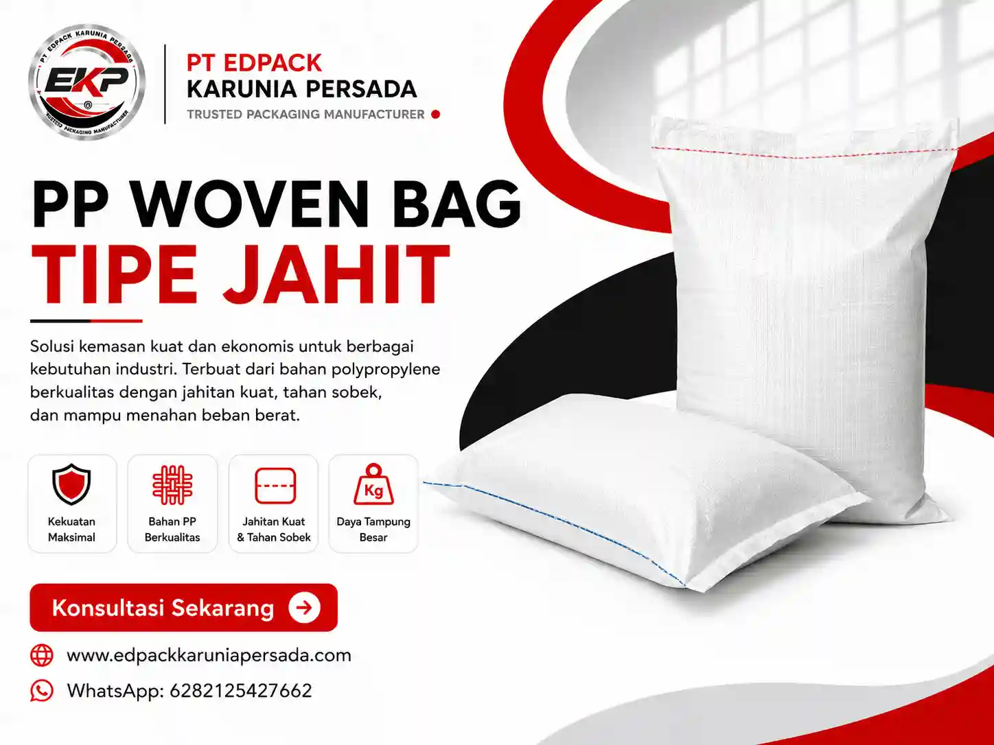 PP Woven Bag Tipe Jahit Sewn PP Woven Bag EdPack
