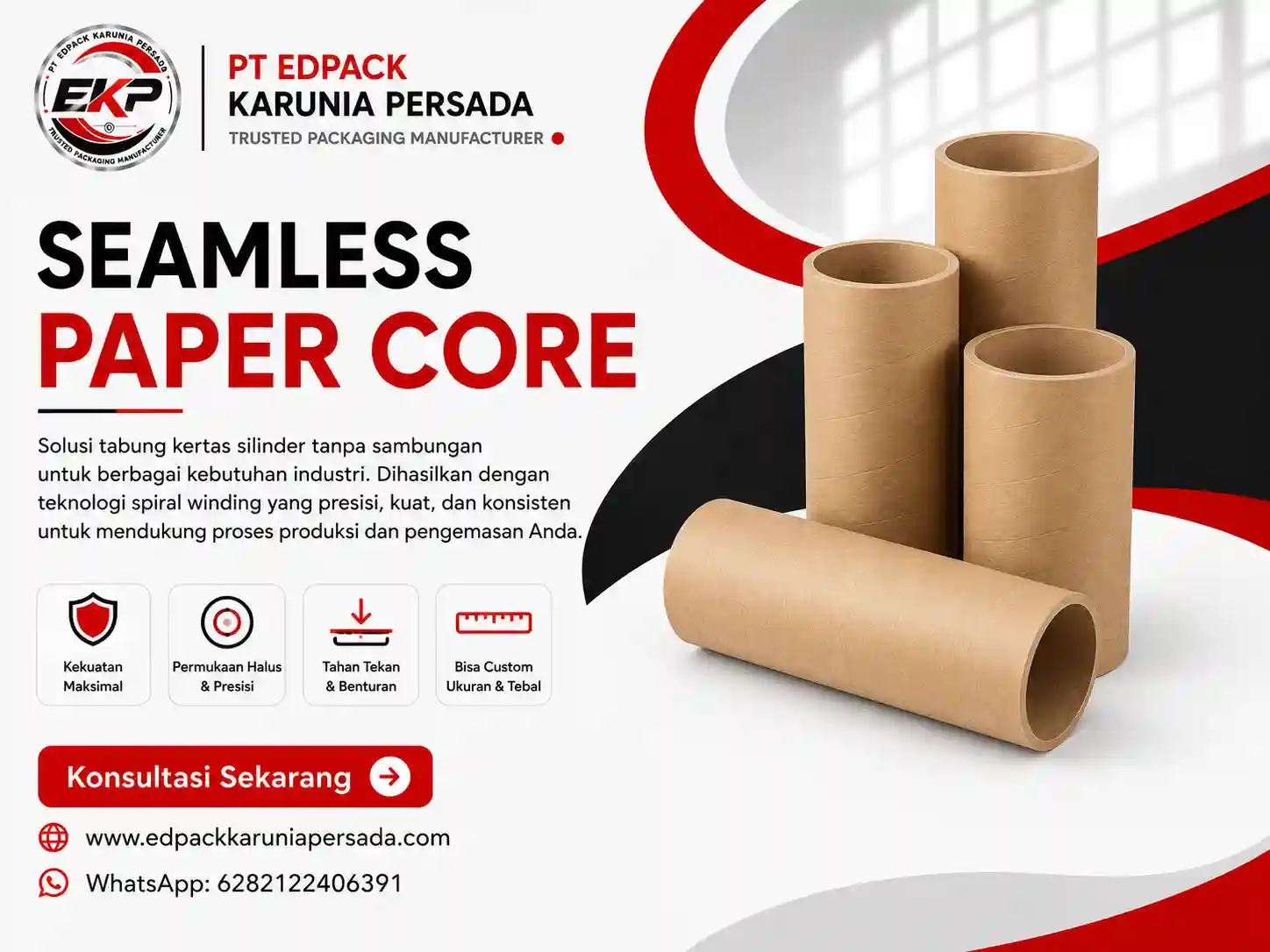 Seamless Paper Core - Tabung - Selongsong Kertas Silinder Tanpa Sambungan 6 Seamless Paper Core Tabung Kertas Silinder EdPack
