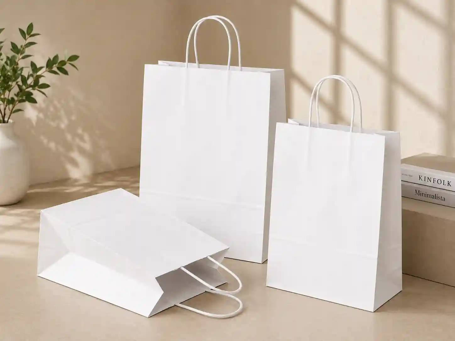 White Kraft Shopping Bag custom printed kantong kertas kraft putih
