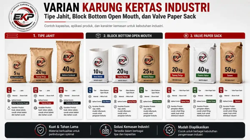 Kapasitas Karung Kertas 5,10, 20, 25–50 kg dan Cara Menentukannya